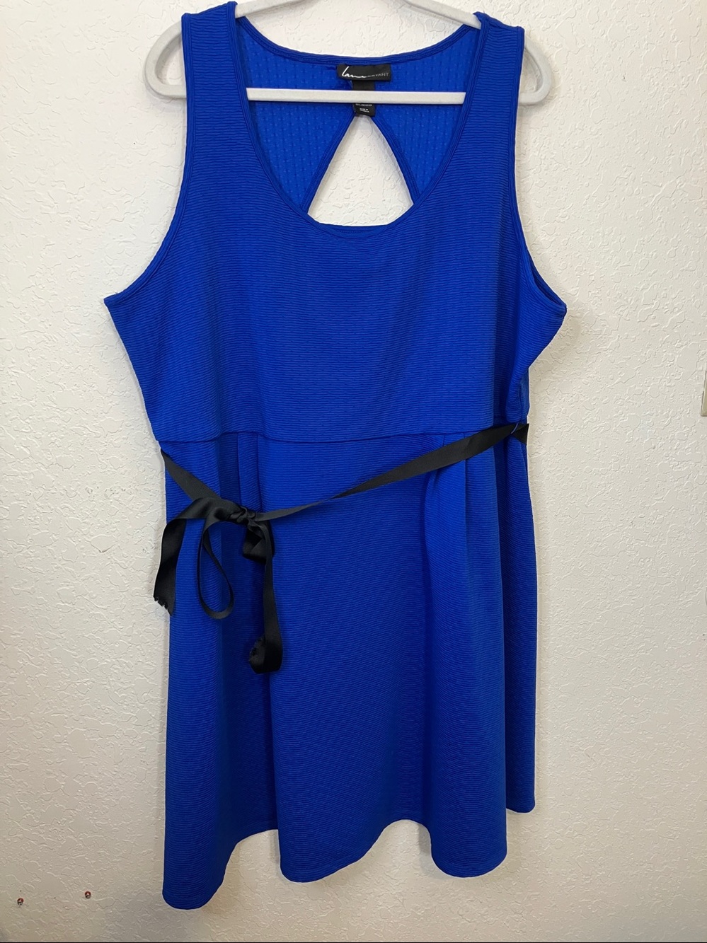 Lane Bryant Royal Blue Midi Dress with Keyhole and Black tie Belt
